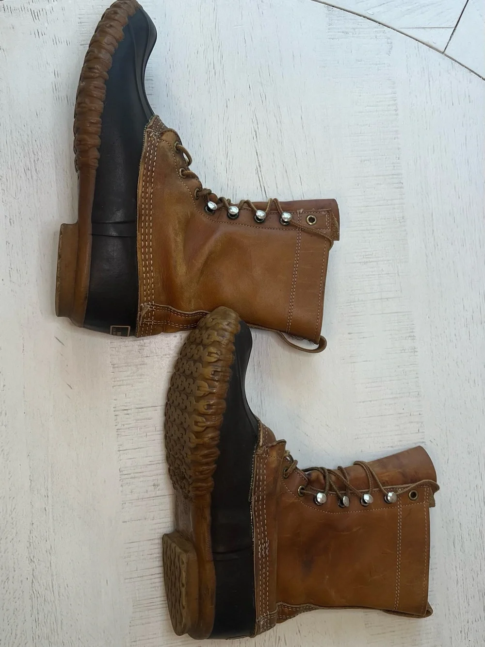 L.L. Bean Brown Leather Lace-Up Duck Boots